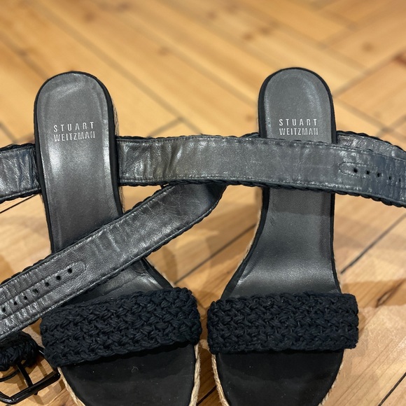 Stuart Weitzman Alex Ankle Wrap Wedge Sandals Black size 7 comfort & elegant. - Picture 7 of 10